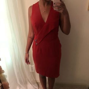 Red asymmetrical tank top dress